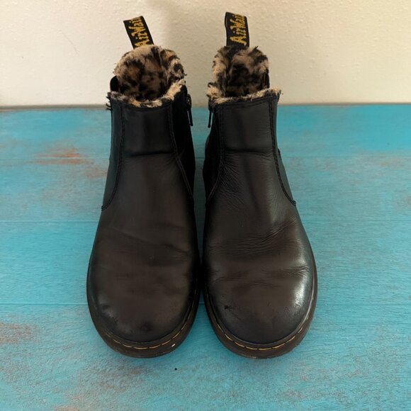 Dr. Martens Kids 2976 Leonore Y Boots Black Smooth Finish Leopard Size 3 - Picture 2 of 10